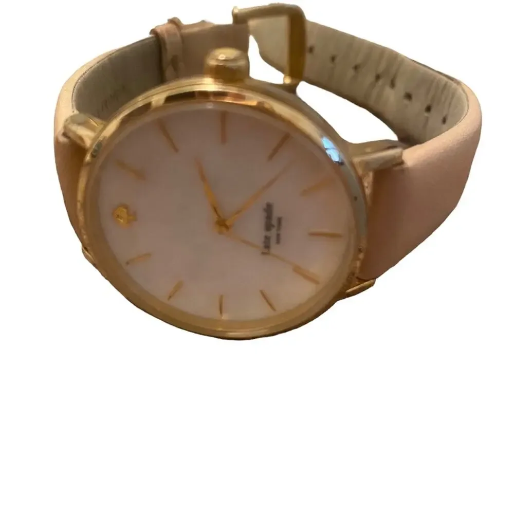 Women's Kate Spade Cream and Gold Metro Watch Genuine Leather with Gold Tones